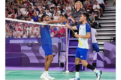 India's Lakshya Sen and HS Prannoy after Round of 16 badminton match